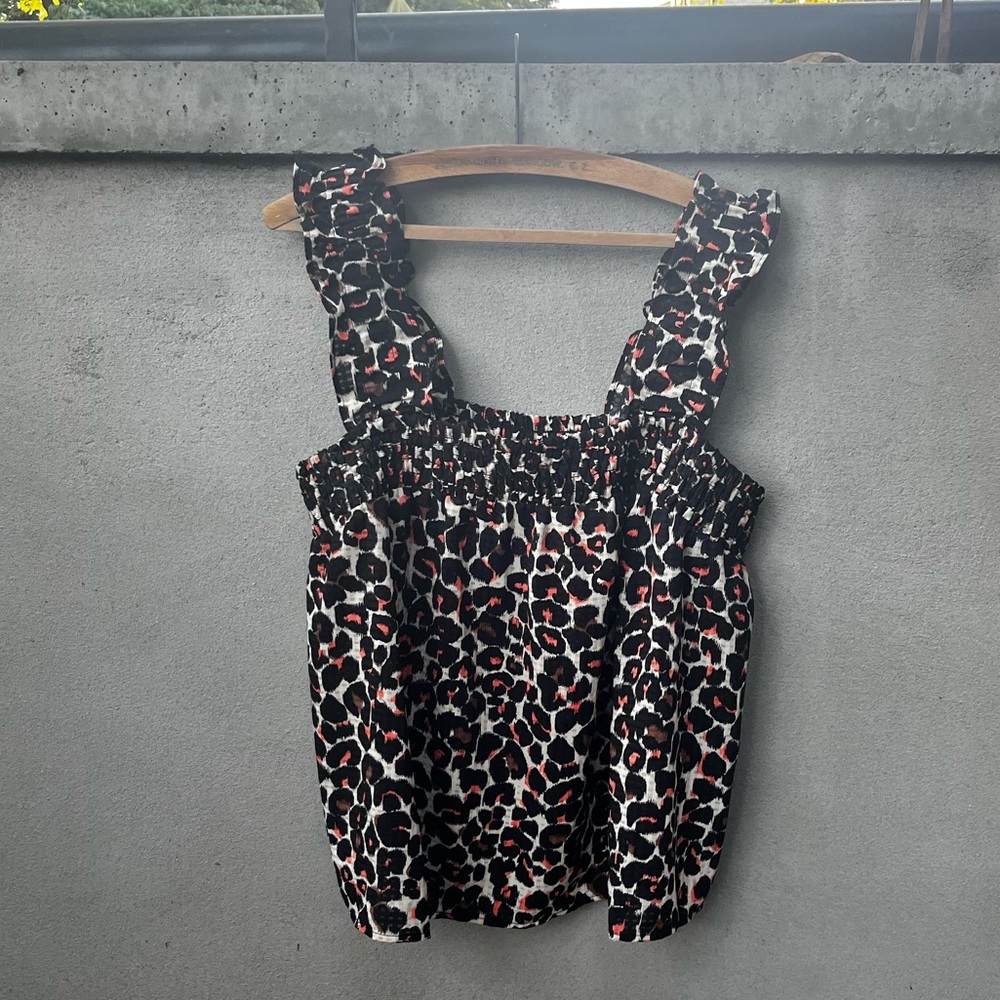 Who What Wear Animal Print Ruffled Camisole Size L